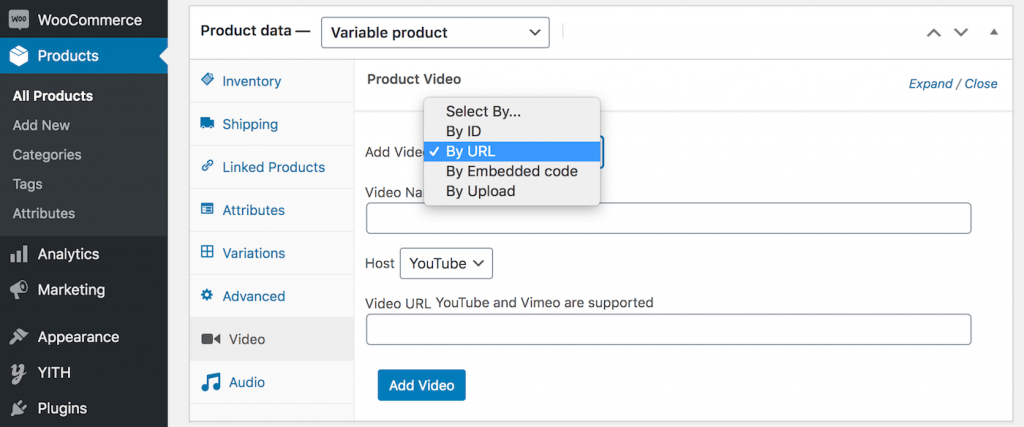 Add video to YITH WooCommerce product