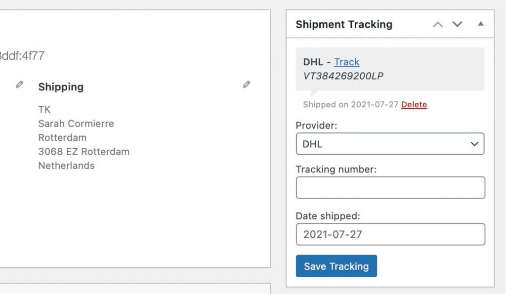 shipment tracking info
