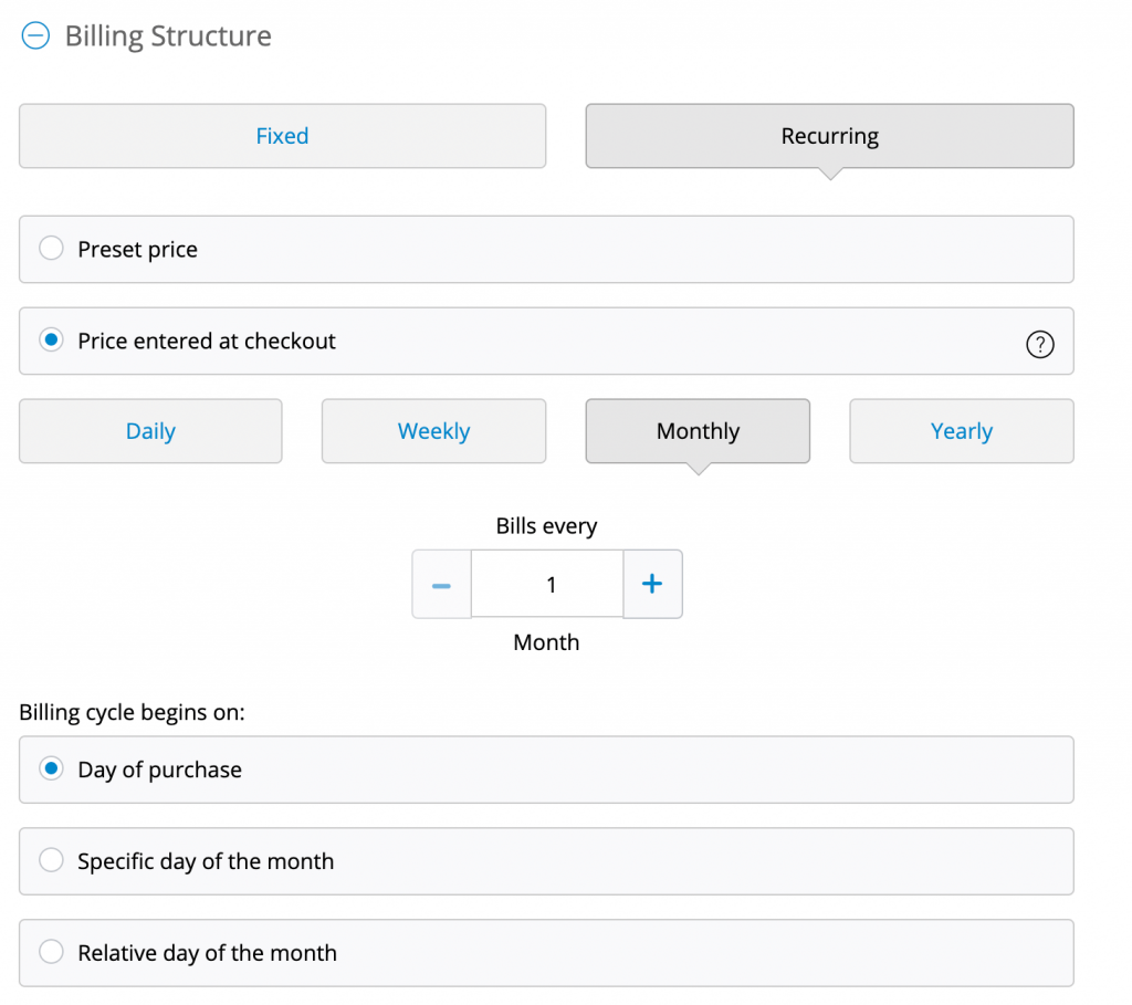 Creating billing schedule and structure