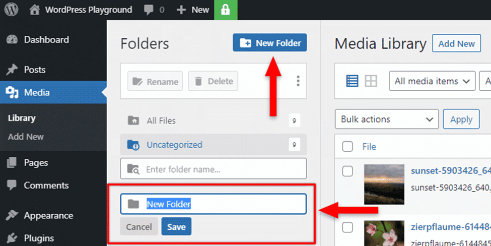 create-new-folder-in-library-wordpress