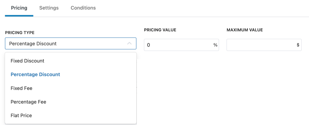 choose how the pricing adjust in woocommerce