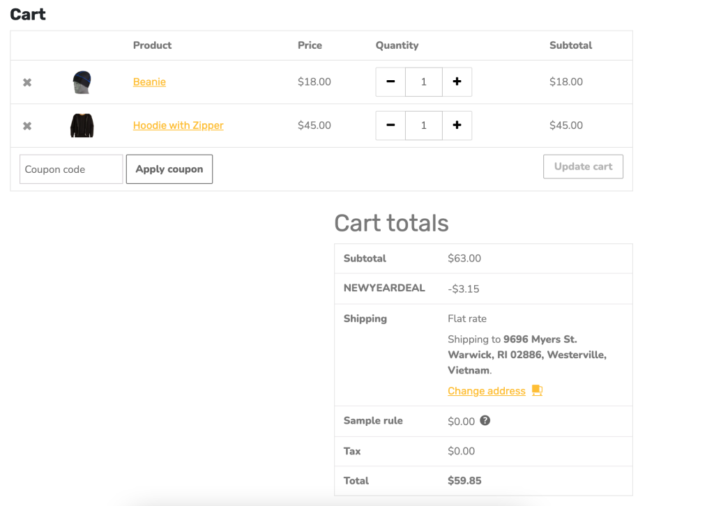 testing on dynamic pricing and discount rule and conditional logic