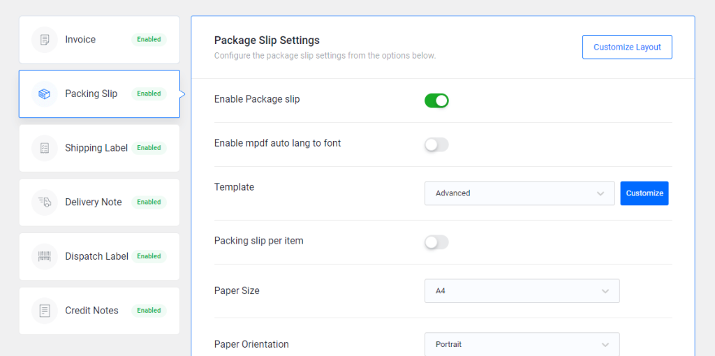 Managing Shipping Lists for Shipped Products in Packing Slips