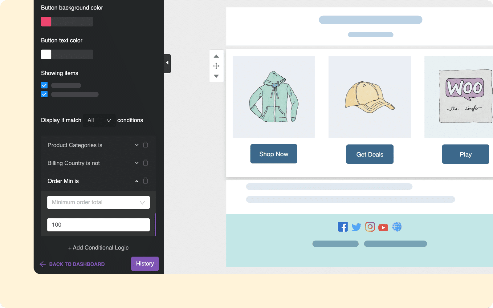 woocommerce conditional logic with product categories