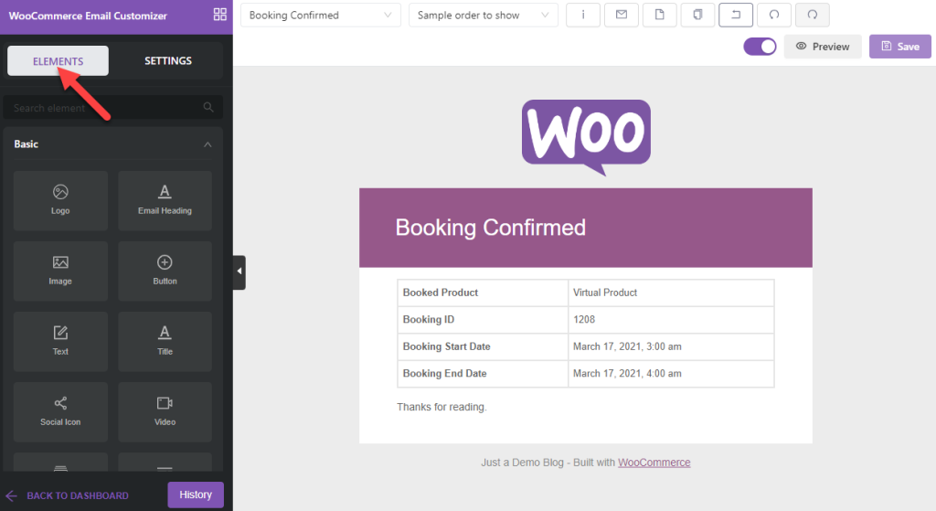 yaymail elements - Customize WooCommerce Booking Email Templates