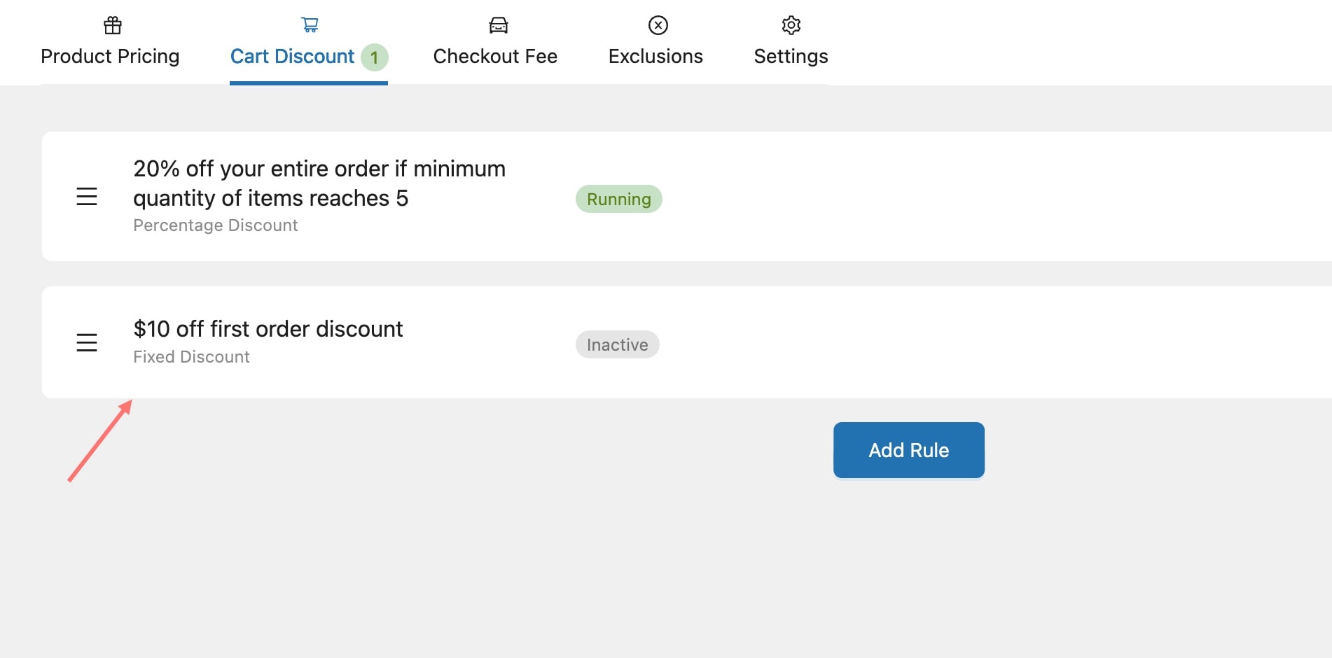 Create a new pricing rule for First order discount WooCommerce
