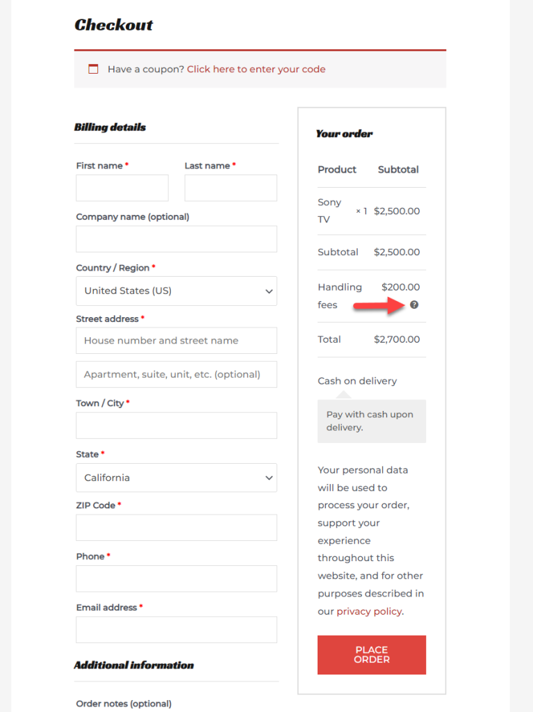handling fee in checkout - Add a Handling Fee to WooCommerce Checkout