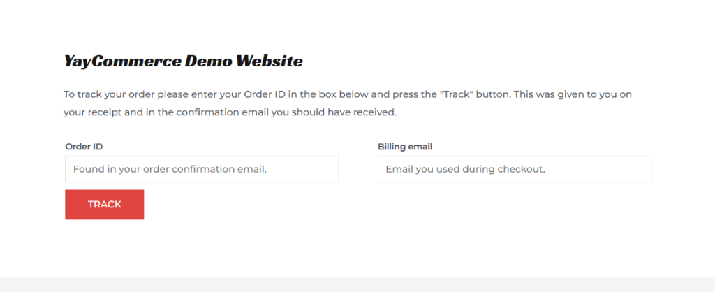order tracking form shortcode