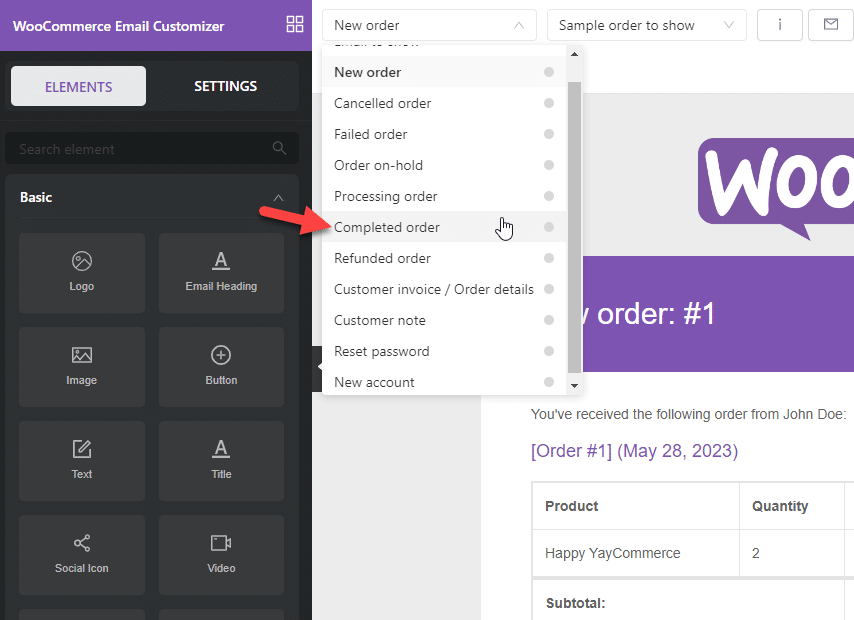 completed order template - WooCommerce upselling