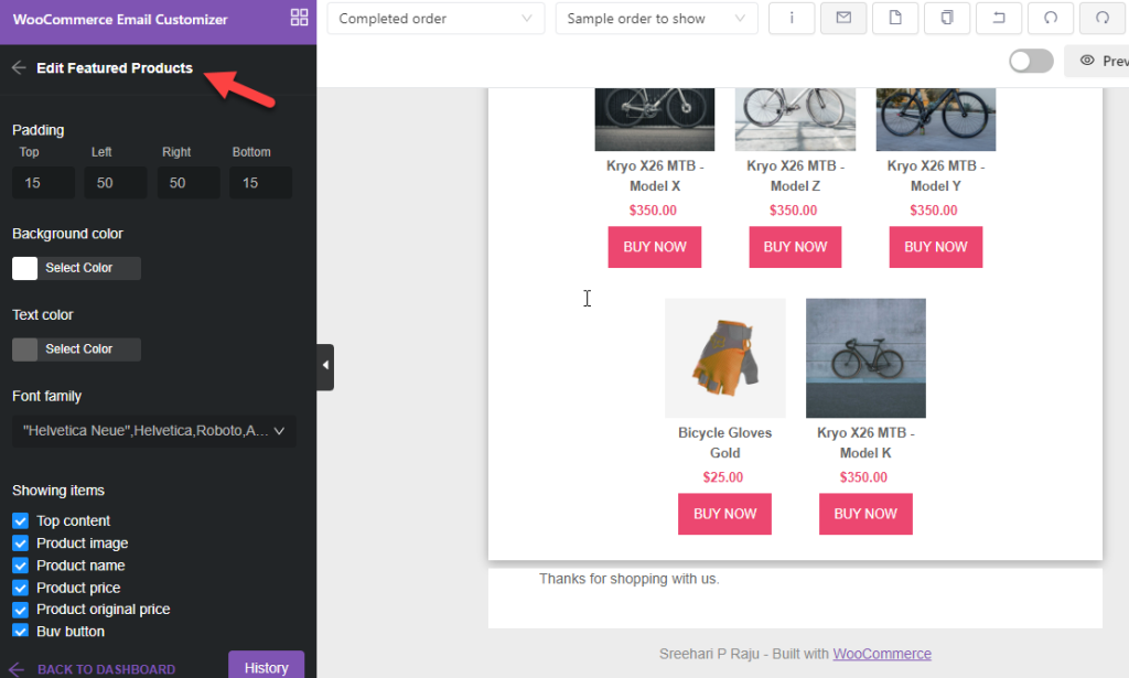 edit featured products - WooCommerce upselling
