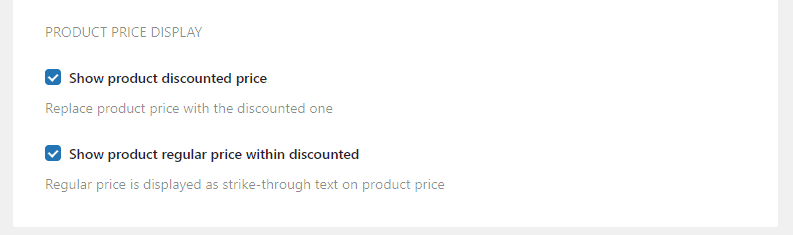product display options - WooCommerce category discount