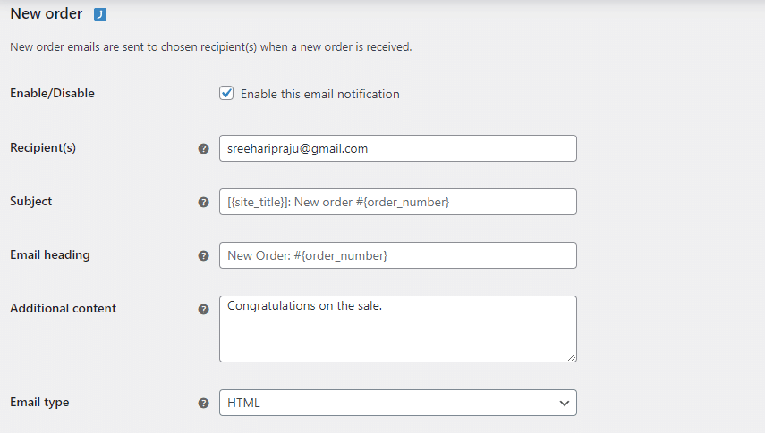 new email options