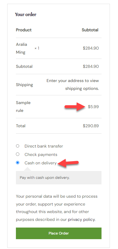 cash on delivery fee - woocommerce add fee to payment method