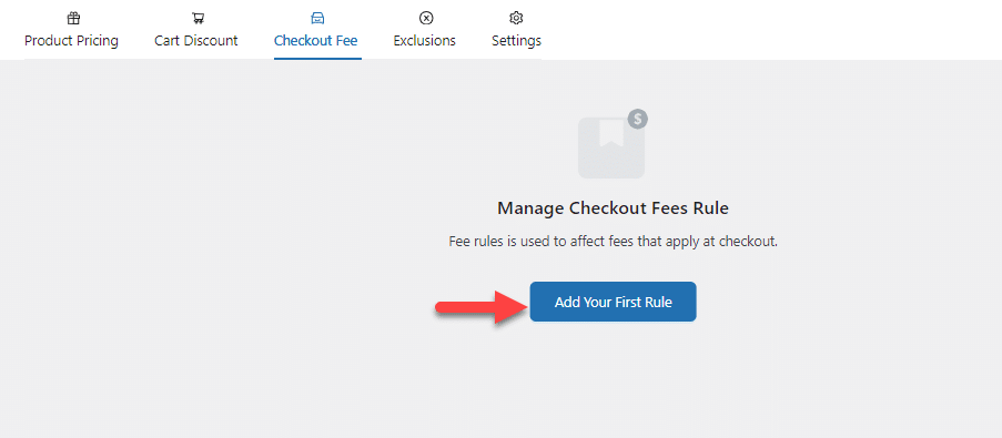 add first rule - woocommerce add fee to payment method