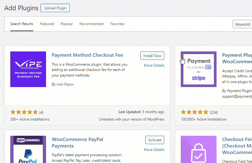 install payment method checkout fee plugin