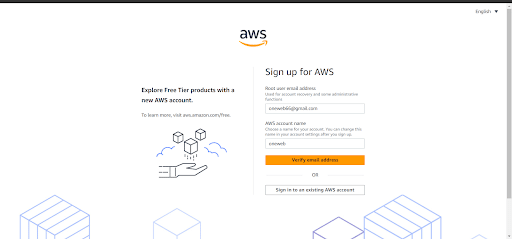 sign up for AWS