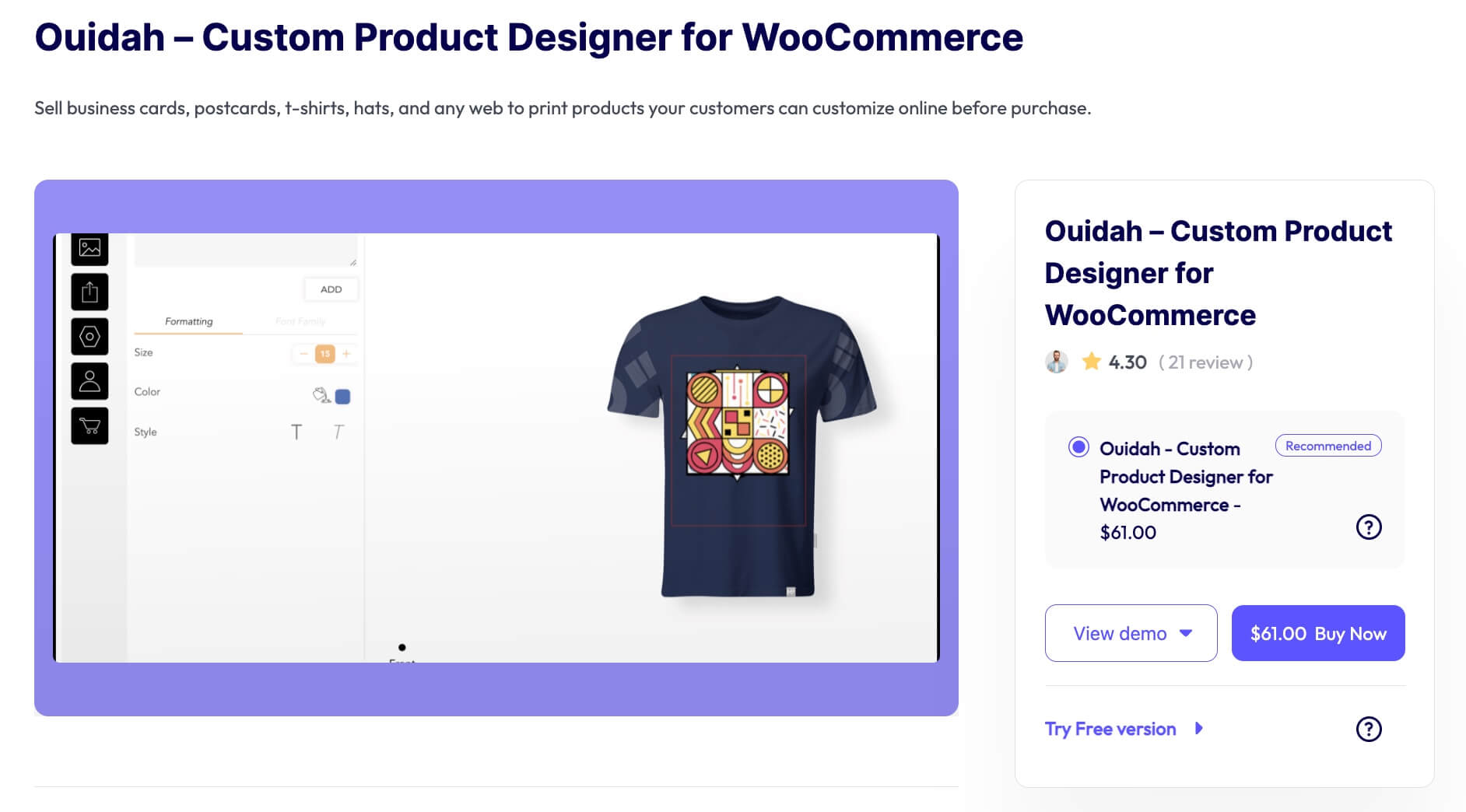 Ouidah – Custom Product Designer for WooCommerce by orionorigin