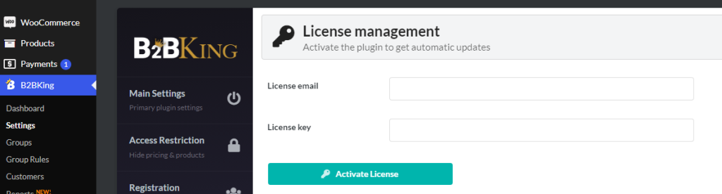 b2bking license key