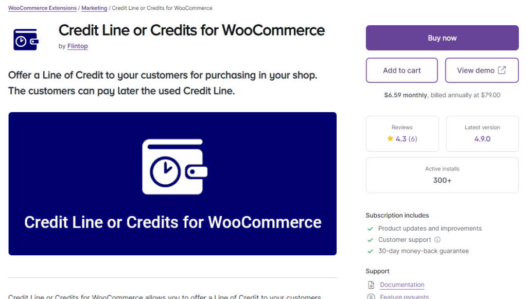 credit line for WooCommerce