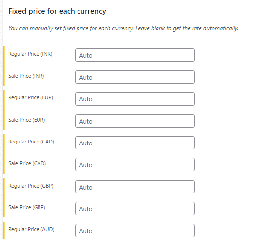 fixed price for currency - woocommerce prices based on currency