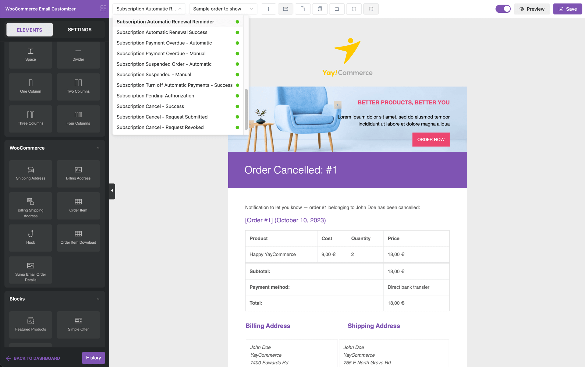 Email Customizer for SUMO subscriptions emails and reminders in WooCommerce